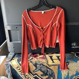 Rust Tie Crop Top - L